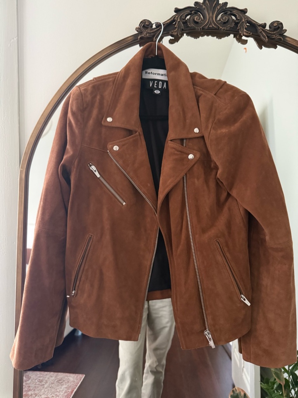 Reformation Brown Suede Moto Jacket